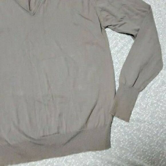 CHRISTIAN DIOR XL Combed Cotton V Neck Sweater Taupe - Picture 2 of 8